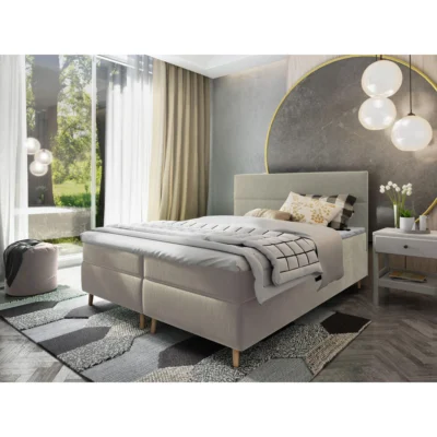 MASSENO Boxspringbett SANTA in Beige, Liegefläche 140x200 cm – mit Bettkasten